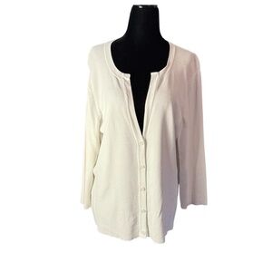 Talbots Women’s White V Neck Cardigan Sz Xl